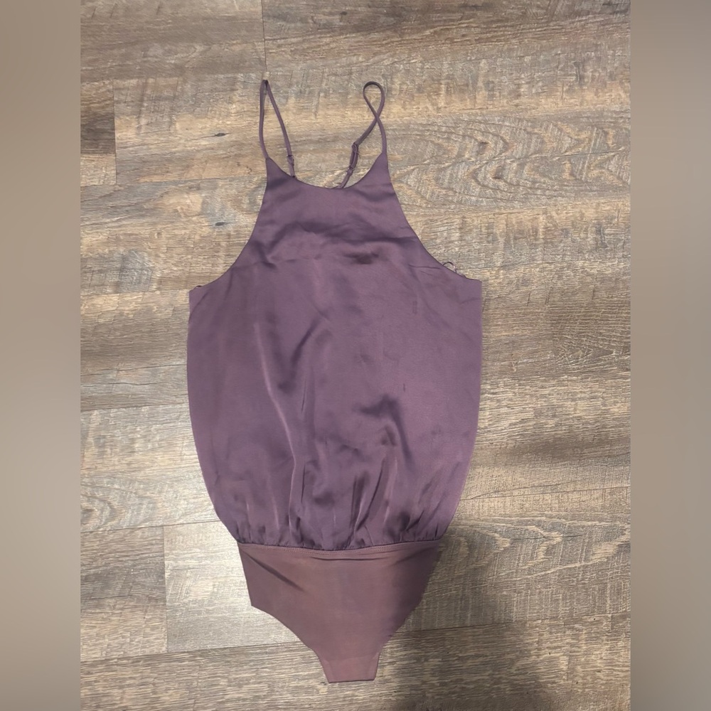 re:named Satin Purple Cami Bodysuit Women’s Small Minimalist